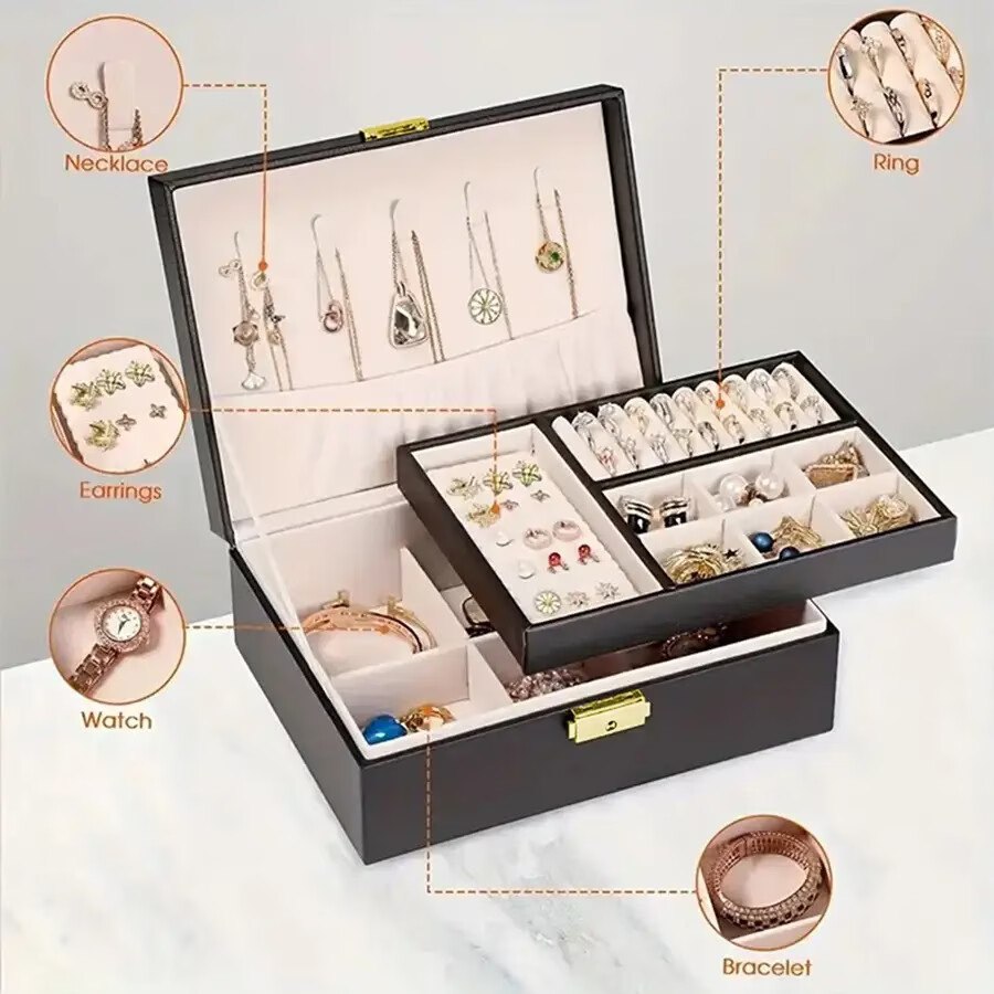 JEWELLERY BOX WITH KEY PU Leather Jewelry Box with Key