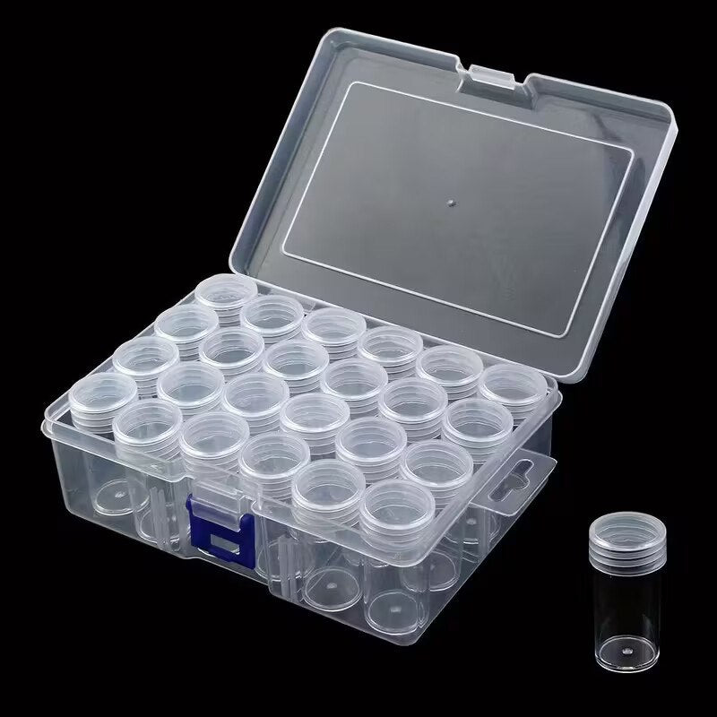 24 PCS ROUND PLASTIC STORAGE BOX 24 GRID TRANSPARENT BEAD STORAGE BOX ROUND CYLINDER