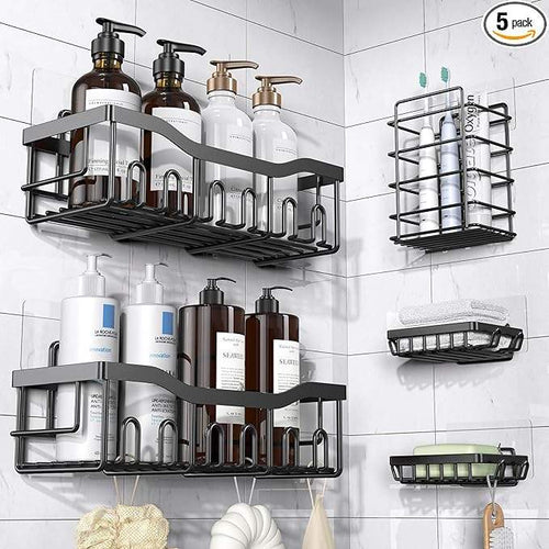 BATHROOM SHOWER CADDY 5PCS SET METAL BATHROOM SHELVE & SOAP DISH 5PCS SET