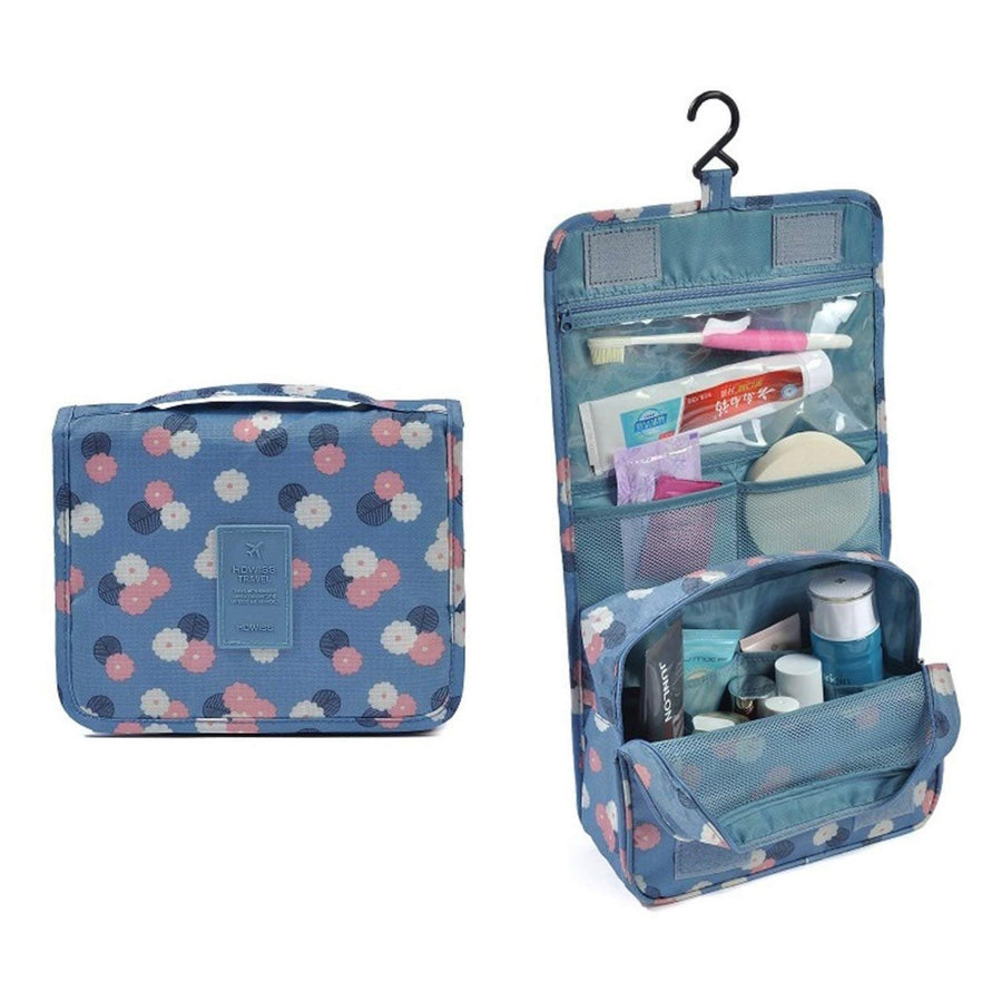 BAG HANGING TOILETRY Multi Functional Travel Organizer Toiletry Cosmetics Bag  Blue Flower Design Toiletry Hanging bag